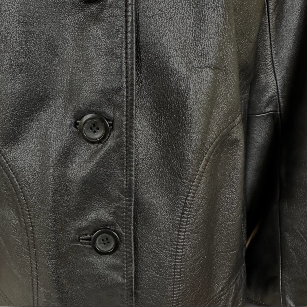 Vtg Colebrook & Co Black Leather Jacket Size Petite Medium - Picture 9 of 15